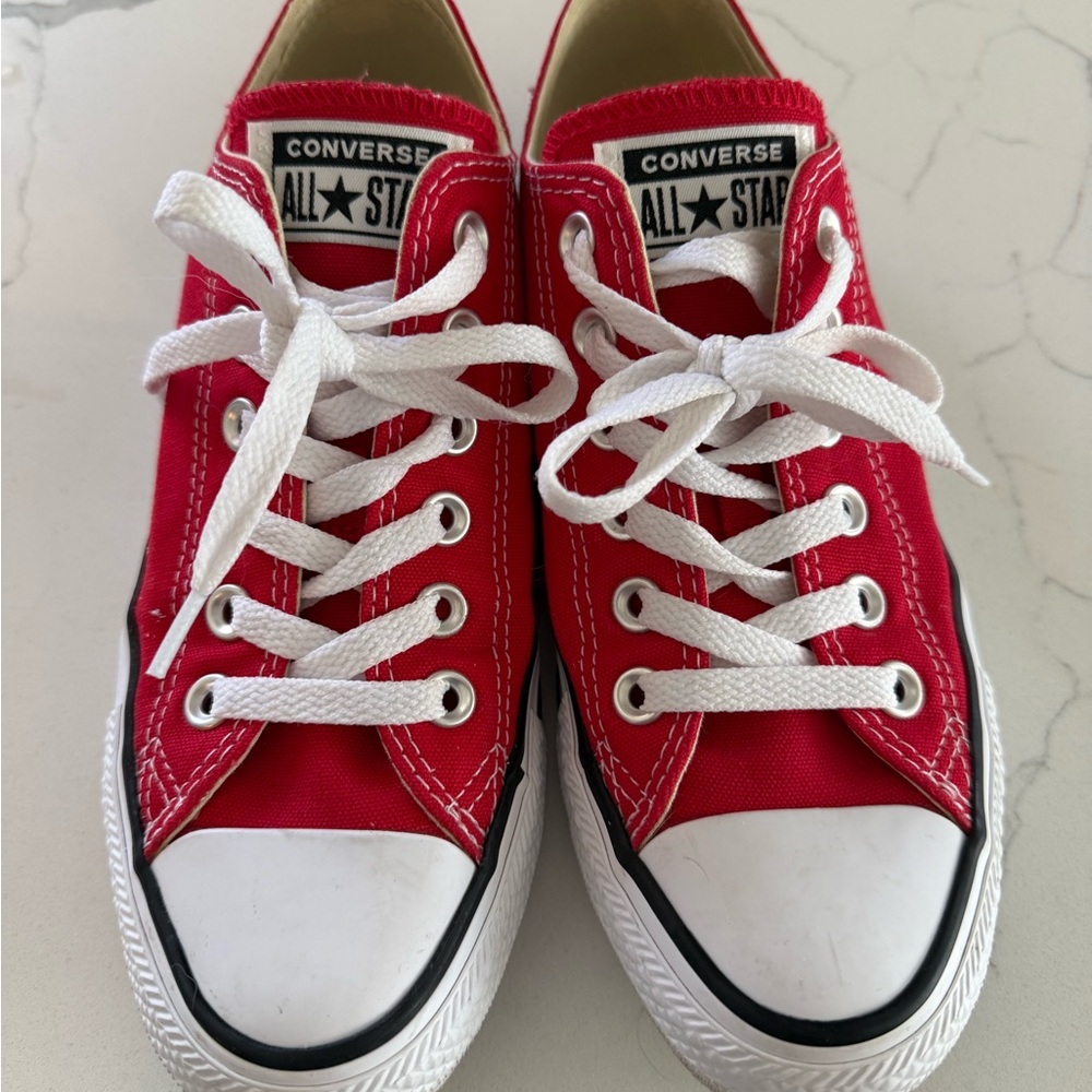 Converse Red Canvas Sneakers with White Accents